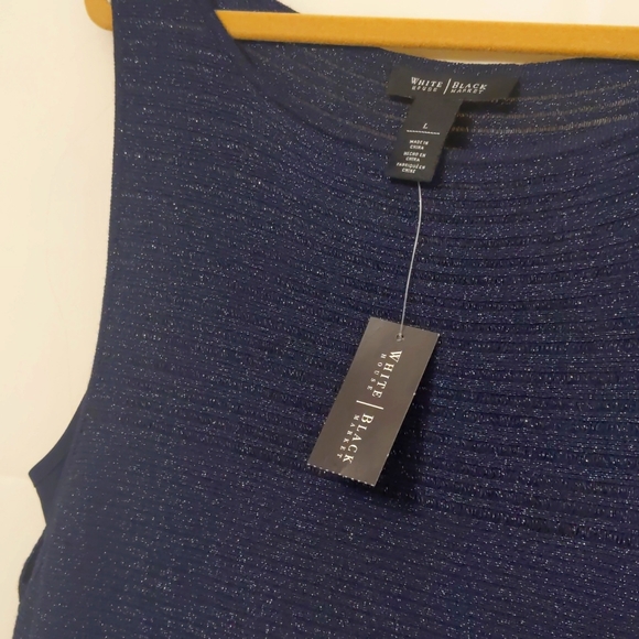 NWT White House Black Market Navy Sparkling Mini Dress/Top Size Large - Picture 5 of 9